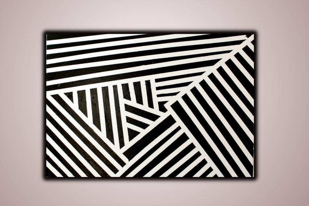 Abstract Painting on Canvas Black and White