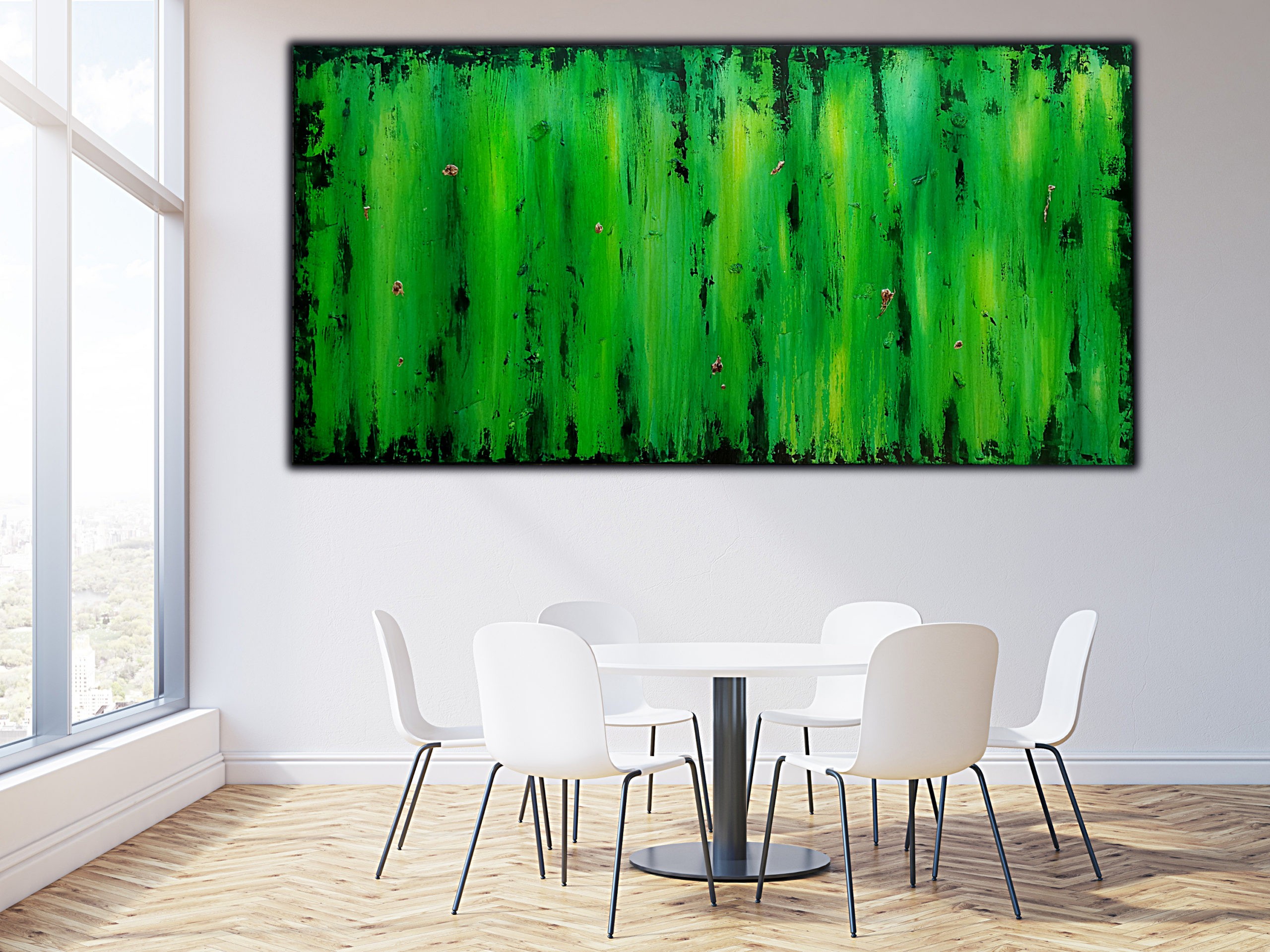 Large Green Abstract in Room