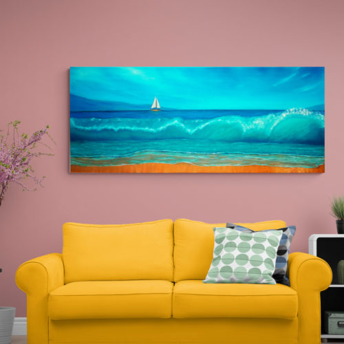Seascape Painting with Boat