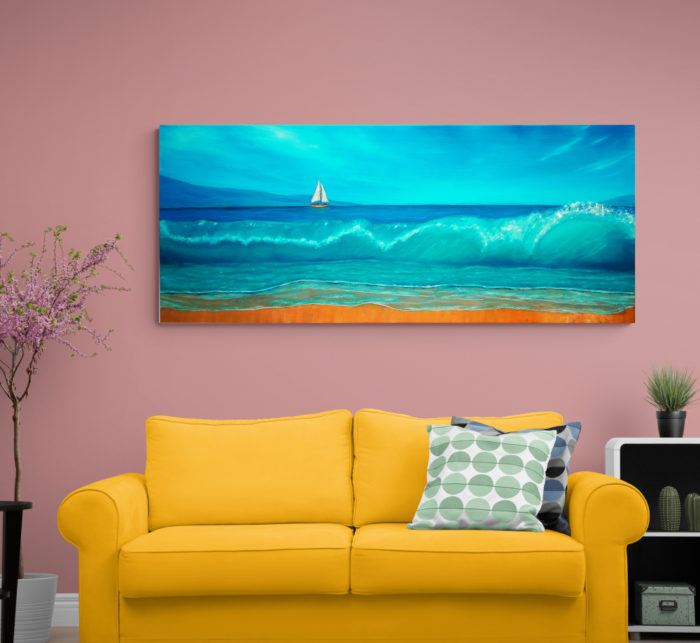 Seascape Painting with Boat