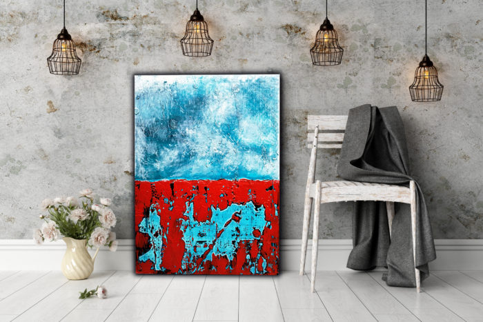 Layered Red Blue abstract art